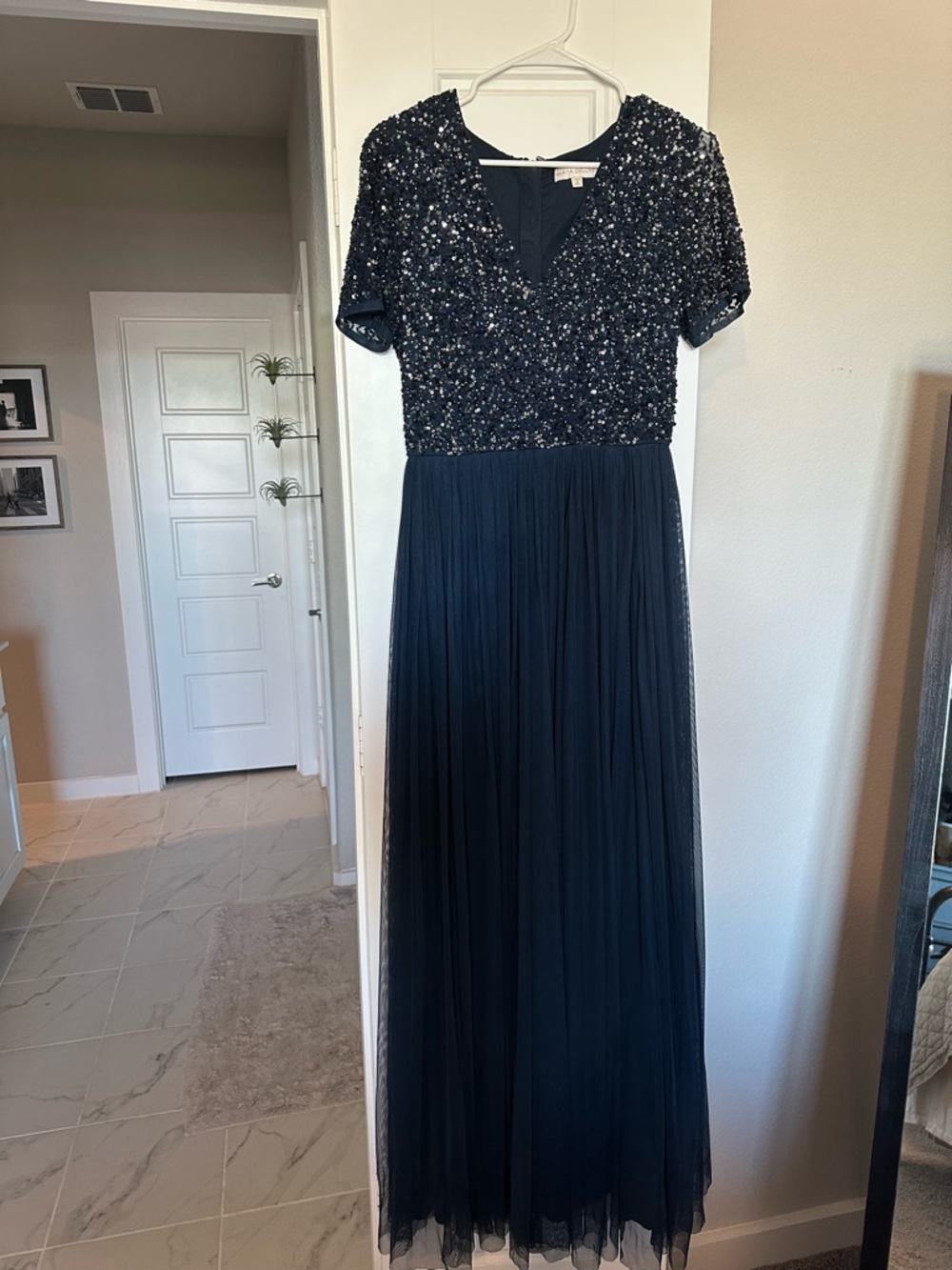 Maya Bridesmaid V Neck Maxi
Tulle Sequin Dress